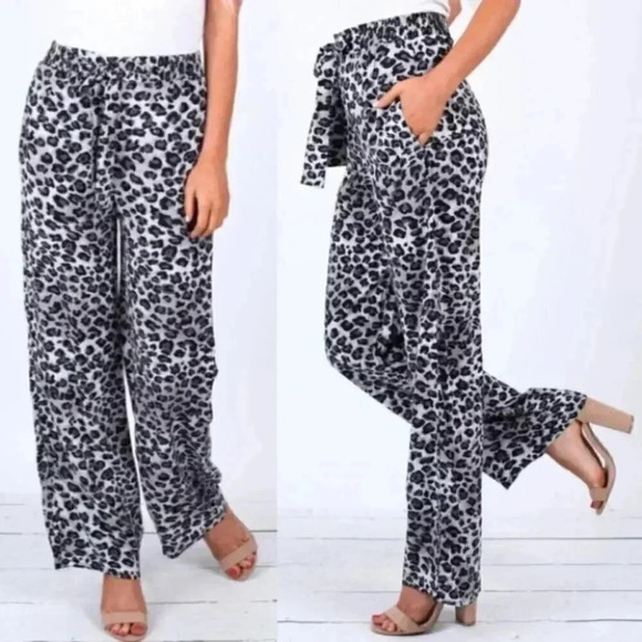 ANIMAL PRINT WIDE LEGGED PANTS - Picture 2 of 4